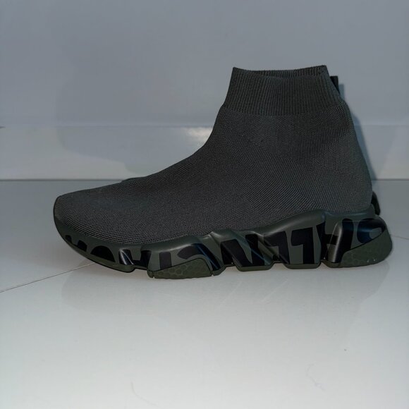 Balenciaga Speed 2.0 LT Sock Sneakers – Dark Olive Green/Black Logo (Size US 10) - Picture 3 of 7